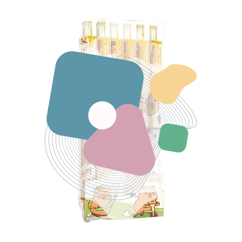 

6Pcs Cartoon Cute Capybara Panda Gel Pens Kawaii Quick-Drying Writing Smooth Elegant Neutral Pens Student Stationery Gift