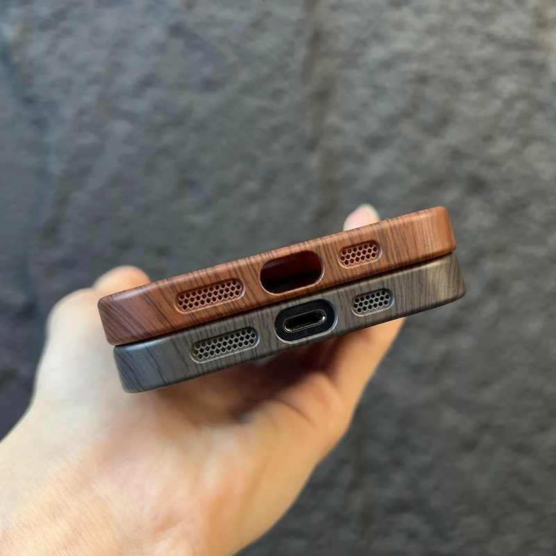 Wood Grain Large Window Magnetic for Magsafe Wireless Charging Case For iPhone 16 15 14 13 11 12 Pro Max Camera Protection Cover image 6