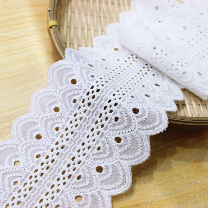 Cotton Embroidered Flowers Lace, Guipure Ribbon, White, Dress Clothes, Sewing Collar Trim, Handmade DIY Lace Material