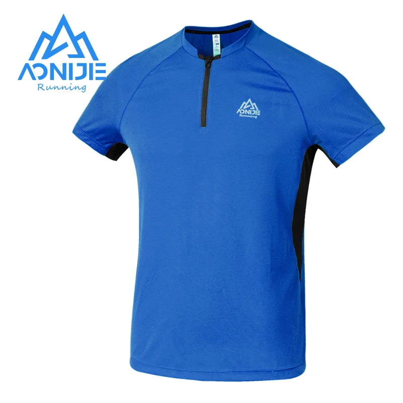 

AONIJIE FM5158 Man Male Sports Quick Drying T-shirt Running Crewneck Zipper Short Sleeves Breathable Tops For Fitness Cycling