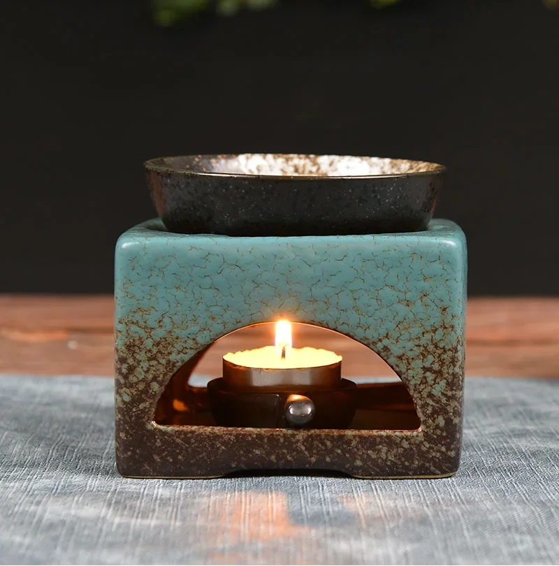 YXYMCF Tea Stove Retro Oil Incense Burner Ceramic Essential Aromatherapy Lamps Aroma Stove Home Living Room Indoor Candle Holder