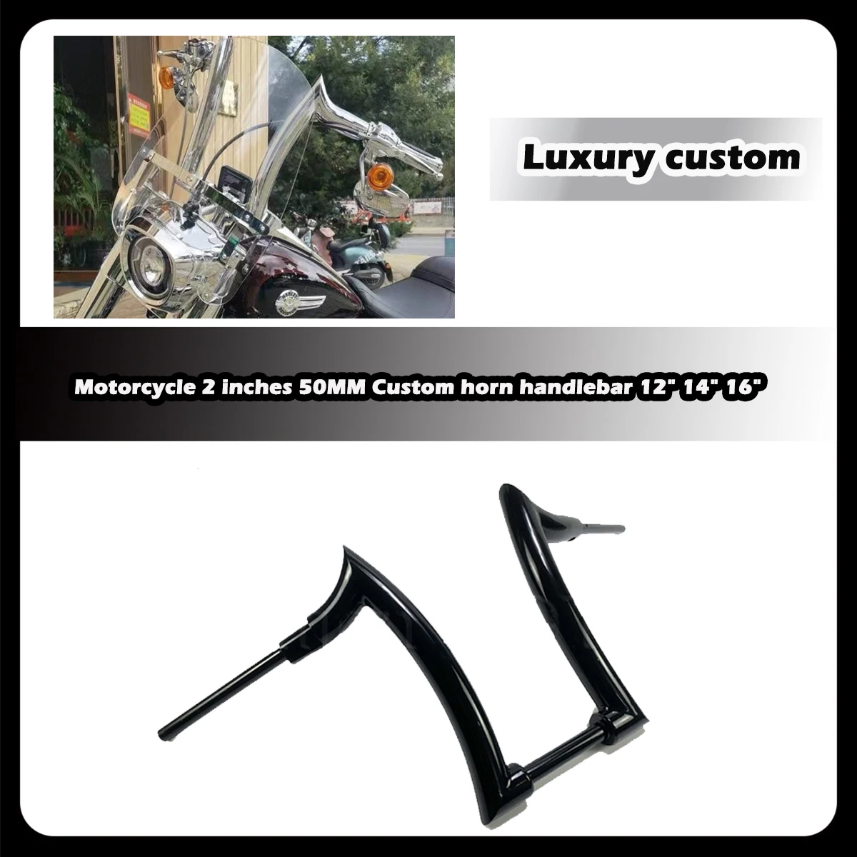 ZDQ  Motorcycle Custom horn handlebar For Harley Dyna Soft tail Fat boy Breakout Road King street bob V-Rod