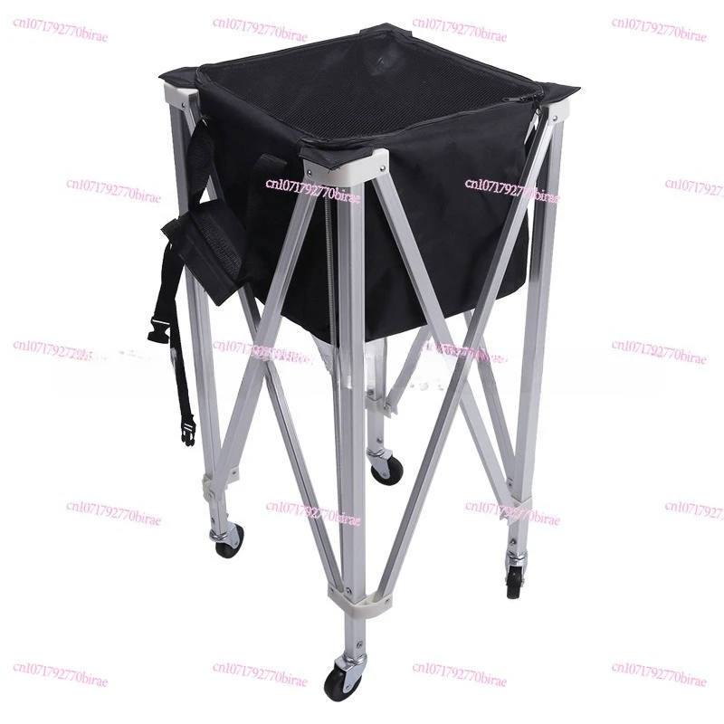 Portable Tennis Cart Aluminum Alloy Baseball Badminton Table Tennis  Bag Cart Folding Pick-up Basket Storage