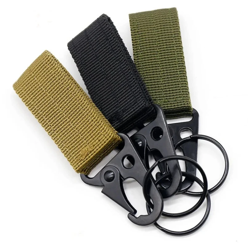 

3Pcs Tactical Nylon Webbing Buckle Carabiner Hook EDC Molle Backpack Belt Clip Keychain Hanger For Outdoor Climbing Camping