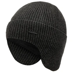 New Men Winter Hat Add Fleece Warm Earflap Cap Stylish Soft Beanie Hat For Male Outdoor Thicken Ski Sports Knitted Hat