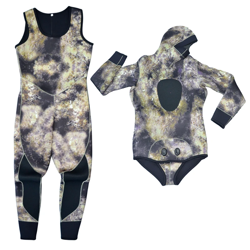 

Neoprene Man Wetsuit 5mm 3mm Full Body Camouflage Spearfishing Wetsuits 2-pieces Triathlon Thicker Diving Suit Roupa De Mergulho