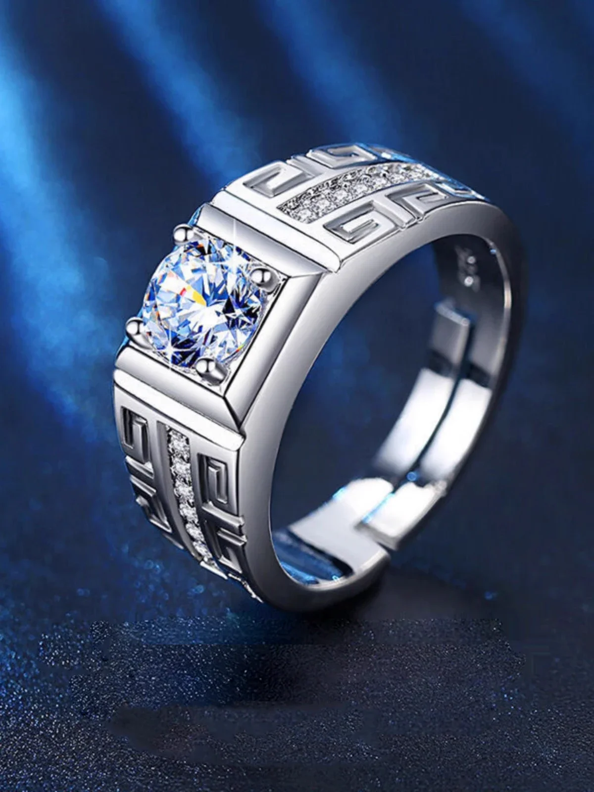 New Silver Color 1 Carat Men Women Simulated Diamond Ring Never Fade White Luxury Small and Popular Gothic Jewelry