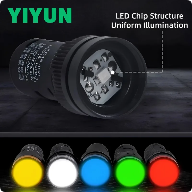 5PCS 16mm Plastic DC AC 220V 24V 12V Panel Mount LED Power Indicator Pilot Signal Light Lamp Red Yellow Green Blue White Amber