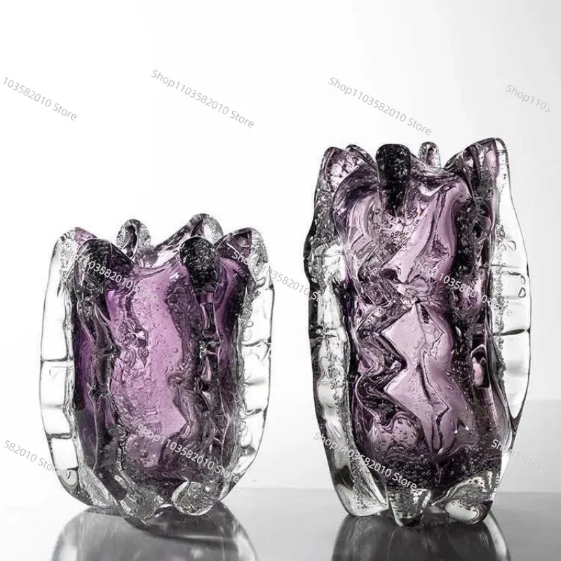 Light Luxury Handmade Purple Glazed Bubble Vase - Creative Decor for Living Room & Dining Table