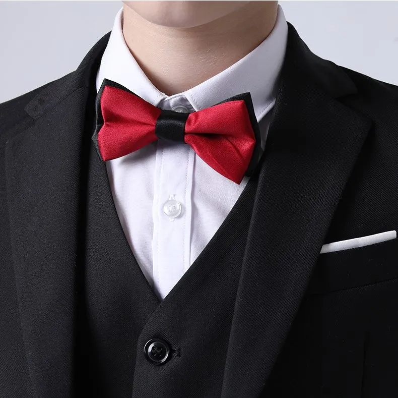 Spring Big Boys Top Quality Plaid Wedding Suit Teenager Kid Formal Tuxedo Bowtie Dress Children Blazer Party Performance Costume