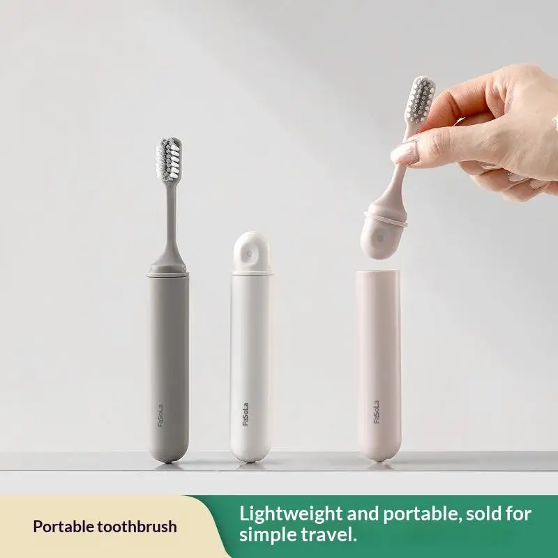Folding Travel Toothbrush Soft Hair Small Head Dustproof Portable for School Dormitory and Hotel Use
