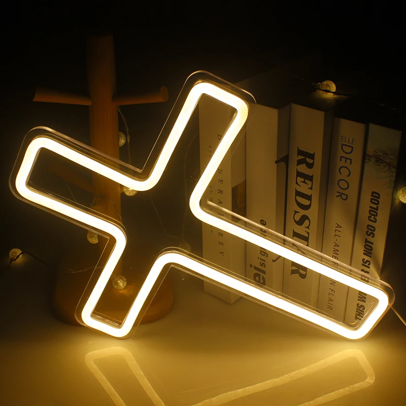 Imagem -05 - Cross Shaped Neon Sign para Room Decor Luzes Led Alimentado por Usb Igreja Hotel Sala de Jogos Festival Party Wall Art Logotipo