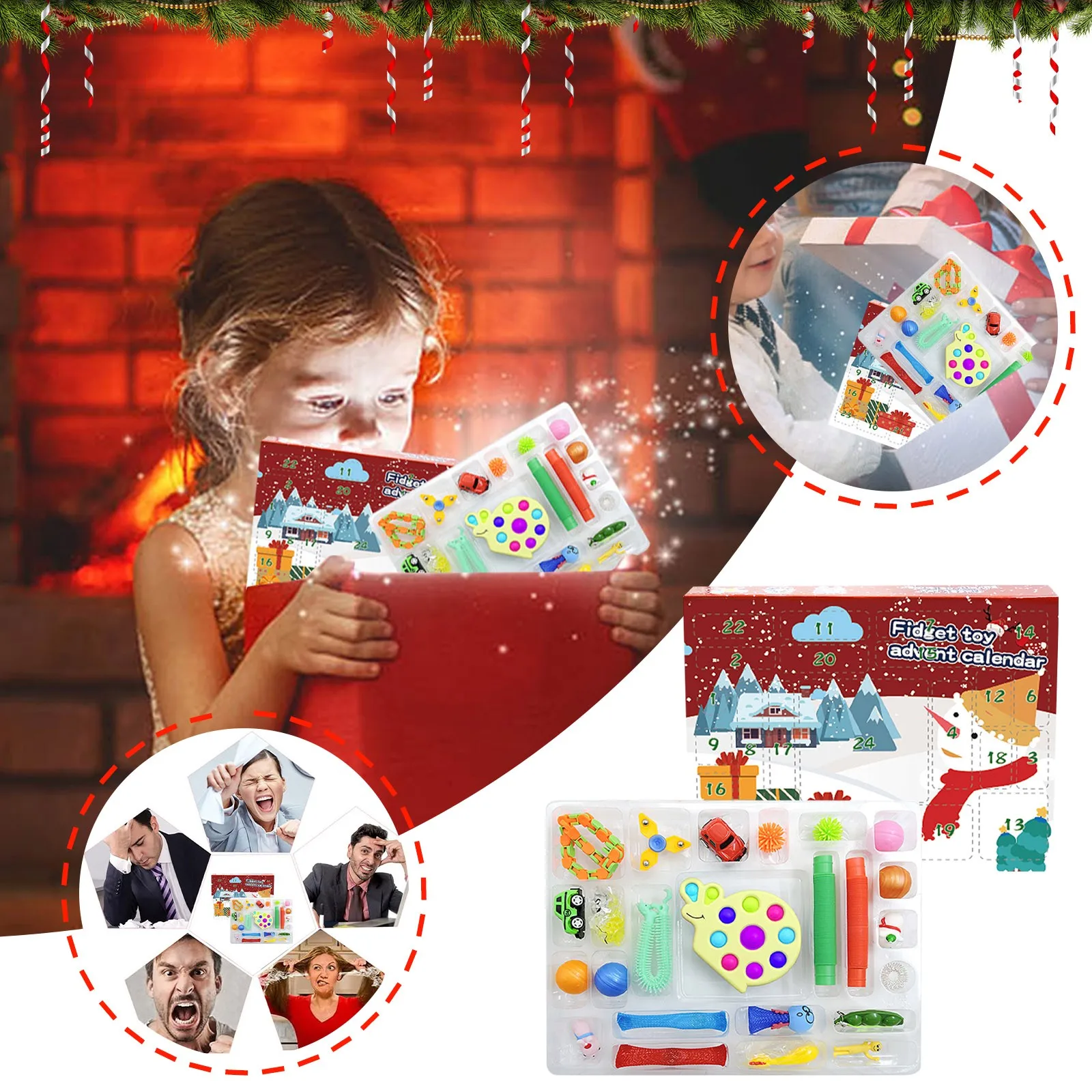 Fidget Advent Calendar 2023 for Kids Adults, Christmas Countdown Calendar with Fun Sensory Fidget Toys, Count Down to Christmas