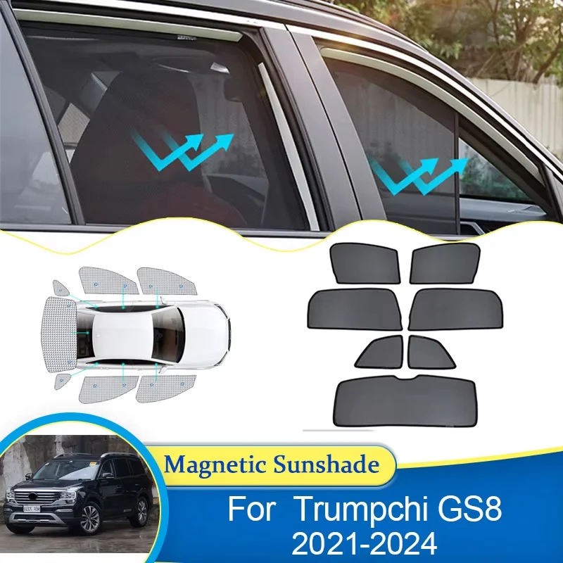 For Trumpchi GAC GS8 GE 2021 2022 2023 2024 Window Sunshade Privacy Curtain Visor Net Mesh Curtain Sun Car Auto Part Accessories