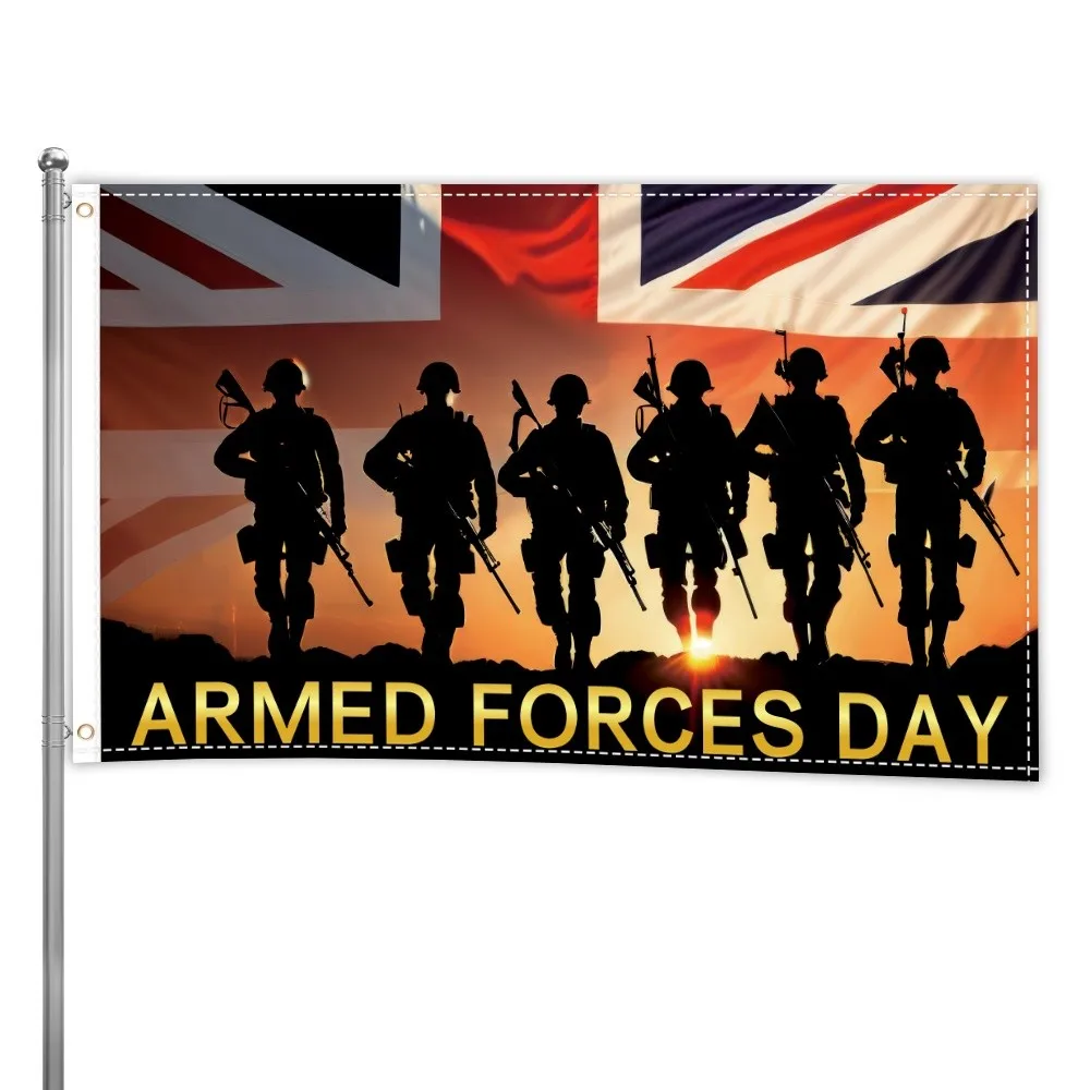 British Armed Forces Day Veterans Flag Durable Polyester Indoor Outdoor Decor Banner
