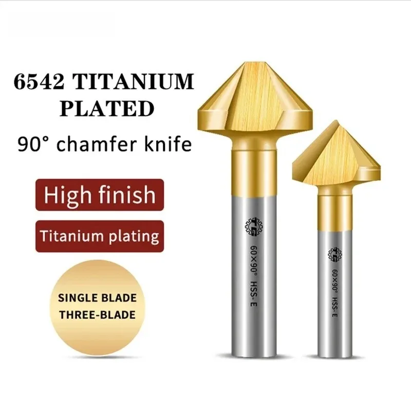 

TG High Speed Steel 6542 M35 Ti-coated Countersink Drill Bit 90° Single/Three-Bladed Chamfer Cutter Chamfering Tool 4.5-50mm