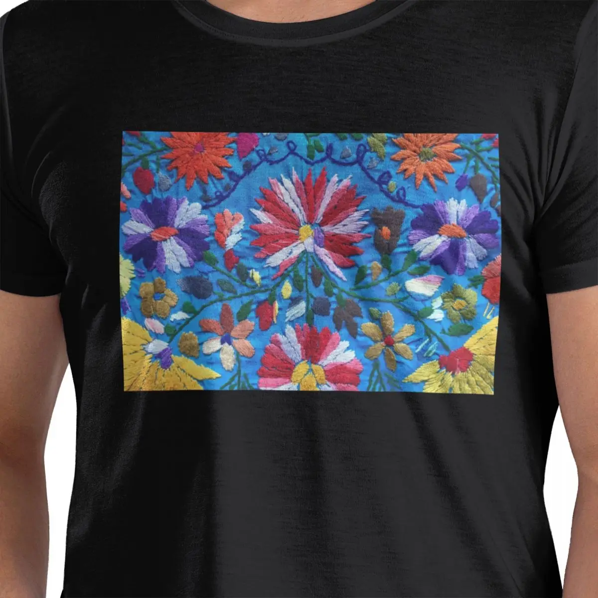 

Футболка из 100% хлопка с мексиканскими цветами, мужские забавные футболки, мужские футболки с круглым вырезом и коротким рукавом, S-6XL