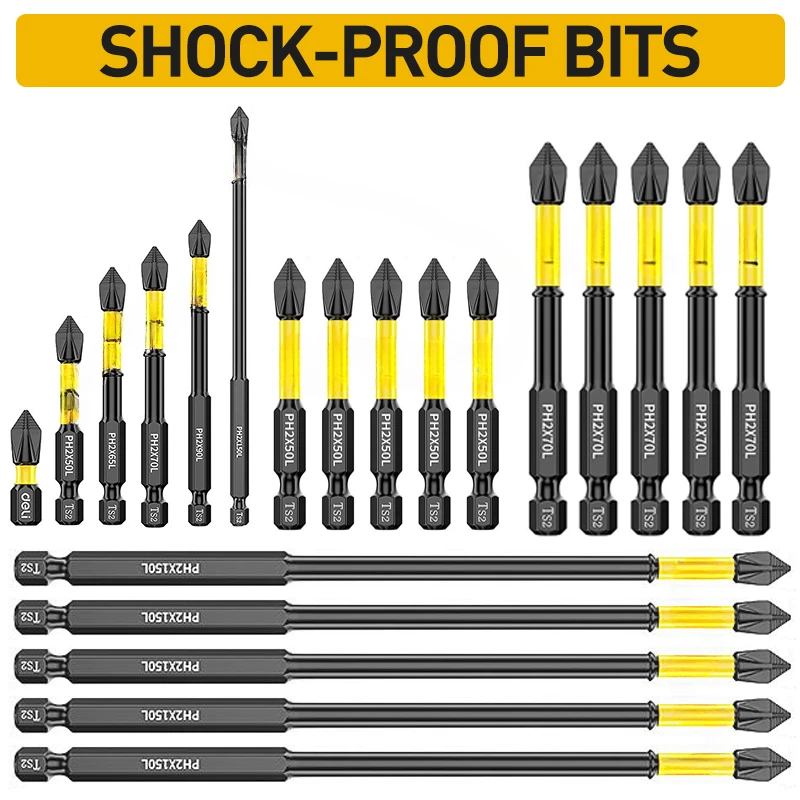 

Anti-Slip and Shock-Proof Bits Screwdriver Bits High Hardness Strong Magnetic 25/50/65/70/90/150mm Ph2 Screwdriver Set