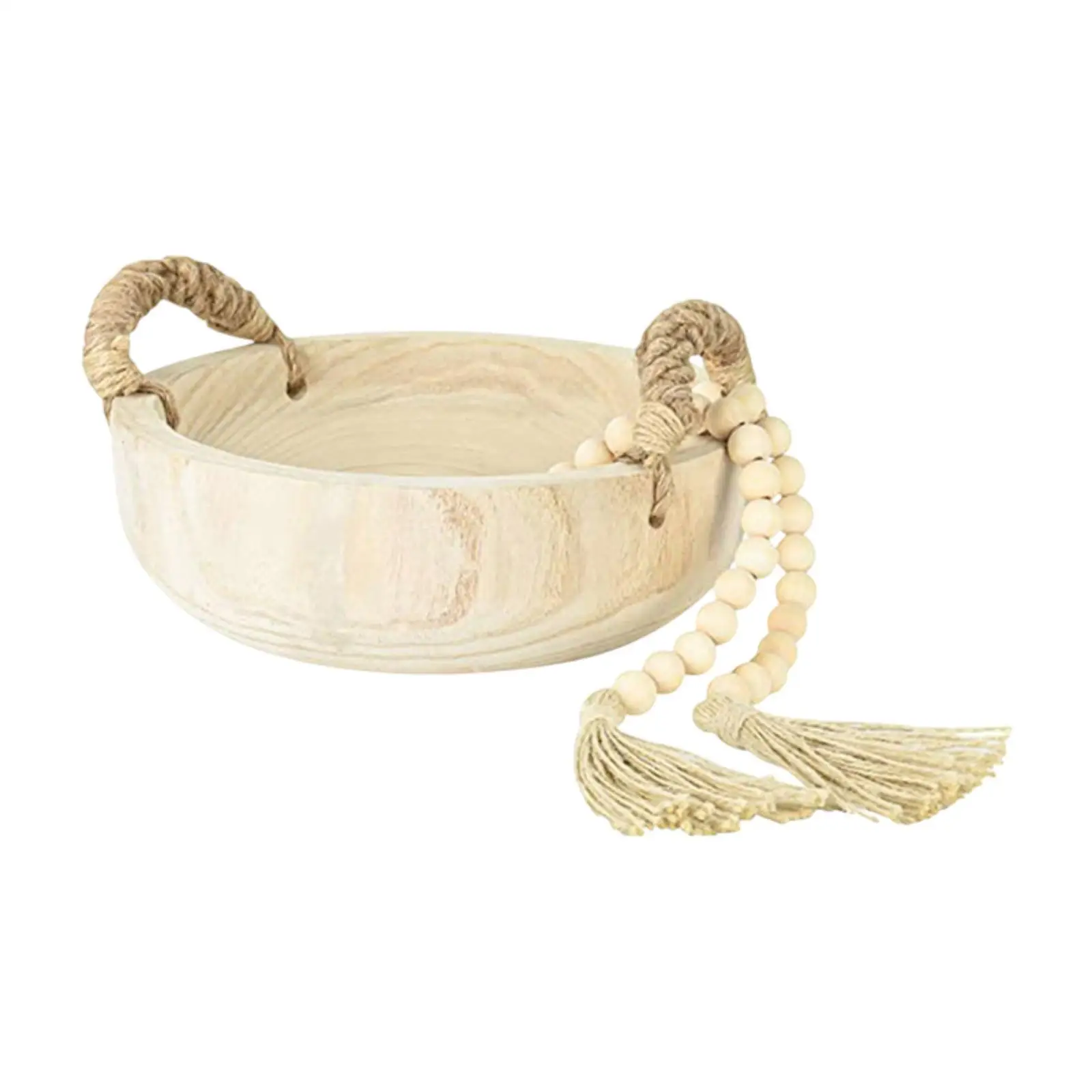 

Decorative Wood Bowl Farmhouse Beads Gift Wooden Bowl for Keys for Bookshelf