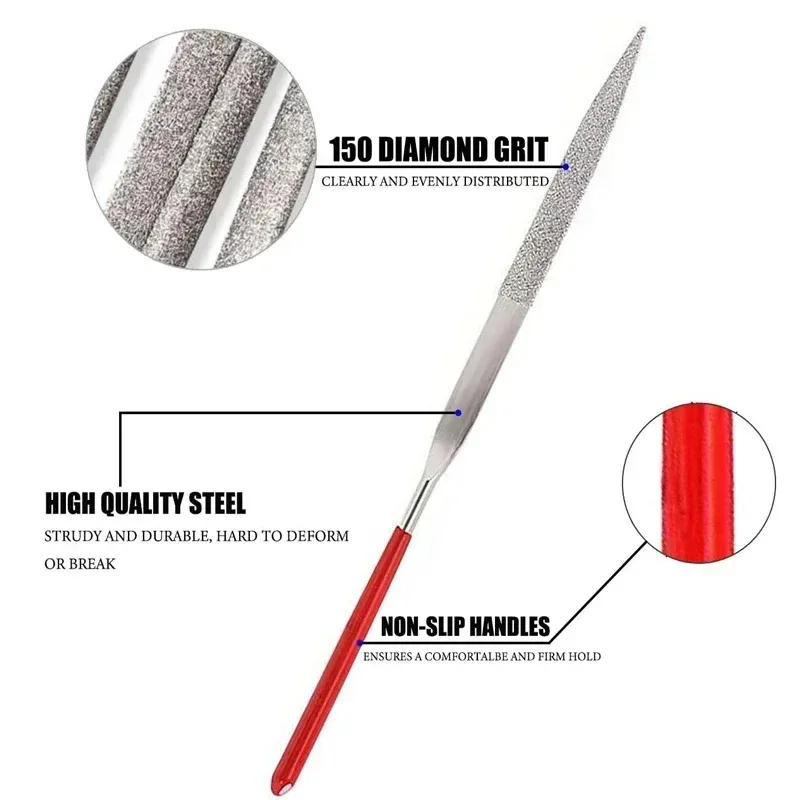

10Pcs Diamond Needle File Set 3x140mm Mini Needle File Kit For Stone Glass Metal Carving Craft Hand Tools Needle File Set