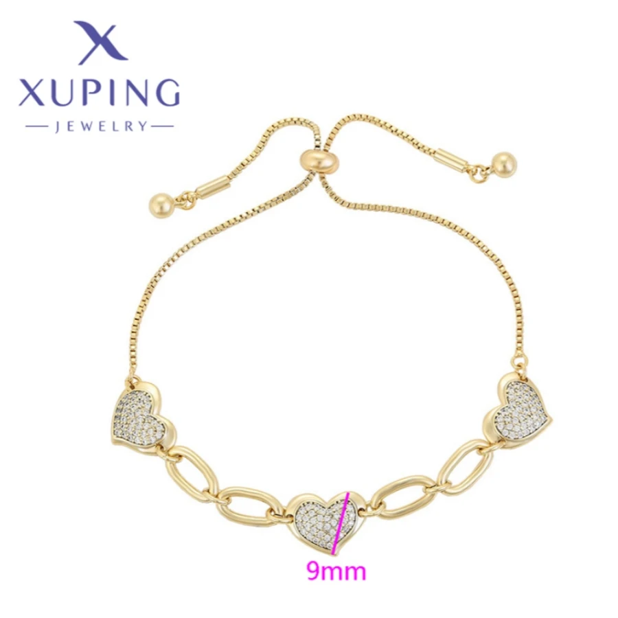 Xuping Jewelry New Arrival Fashion High Quality Heart Shape Light Gold Color Bracelet for Women Christmas Wish Gifts X000705211