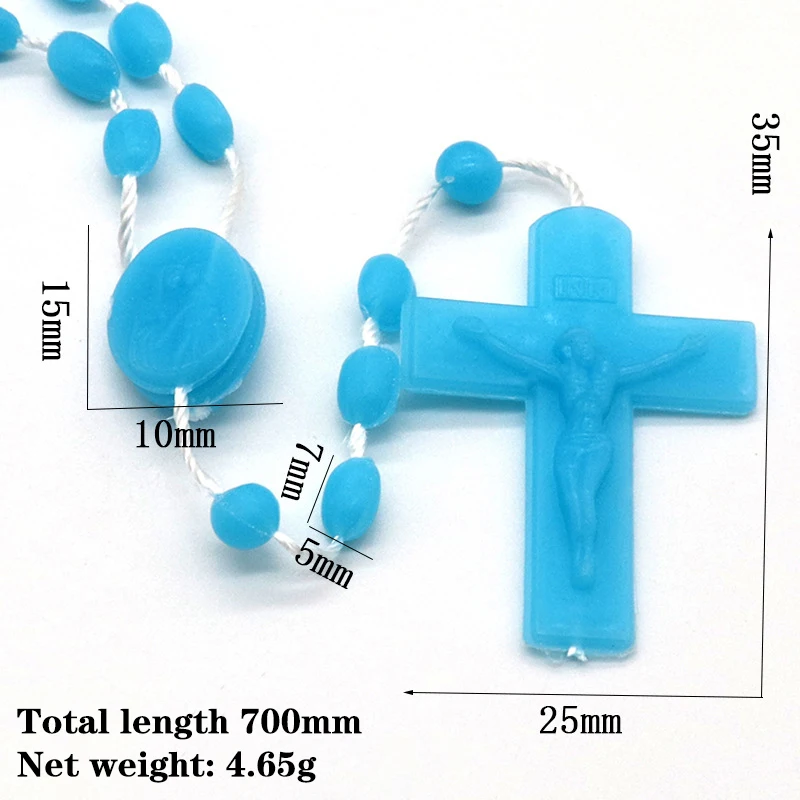 Luminous Catholic Christ Jesus Cross Plastic Rosary Crucifix Necklace Religious Church Decoration Wall Crosses Souvenirs Gifts