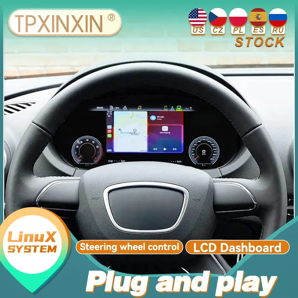 For Audi A3 2014~2020 Wireless Carplay Linux Digital Dashboard Instrument Display Speedometer Virtual LCD Meter Cluster Cockpit