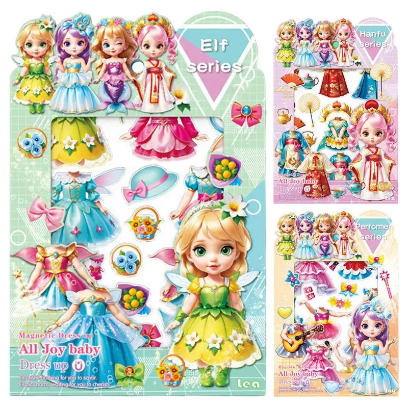 Magnetic Doll Dress up Set Costume Dress Princess Paper Dolls Cutouts Creative Clothes Dress Up Toy Dolls for Birthday Christmas