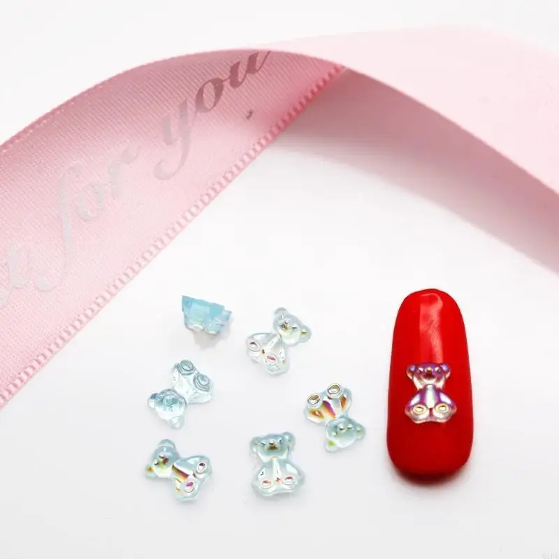 Q1FB 200pcs/set ab gummy bear beads beads crystal bear bear tharms for acrylic nails contlulful gummy bear art decoration