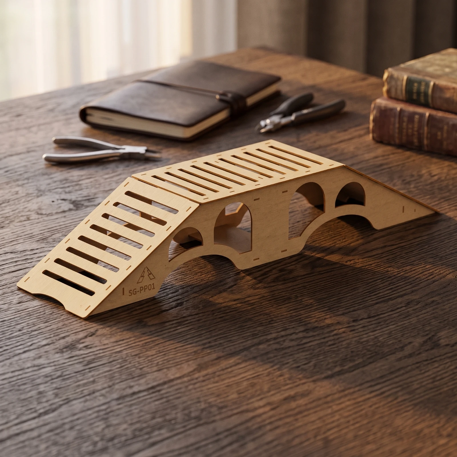 RC Crawler Bridge Tabletop RC Car Bridge Crawler Obstacle Wooden Sloped for Children