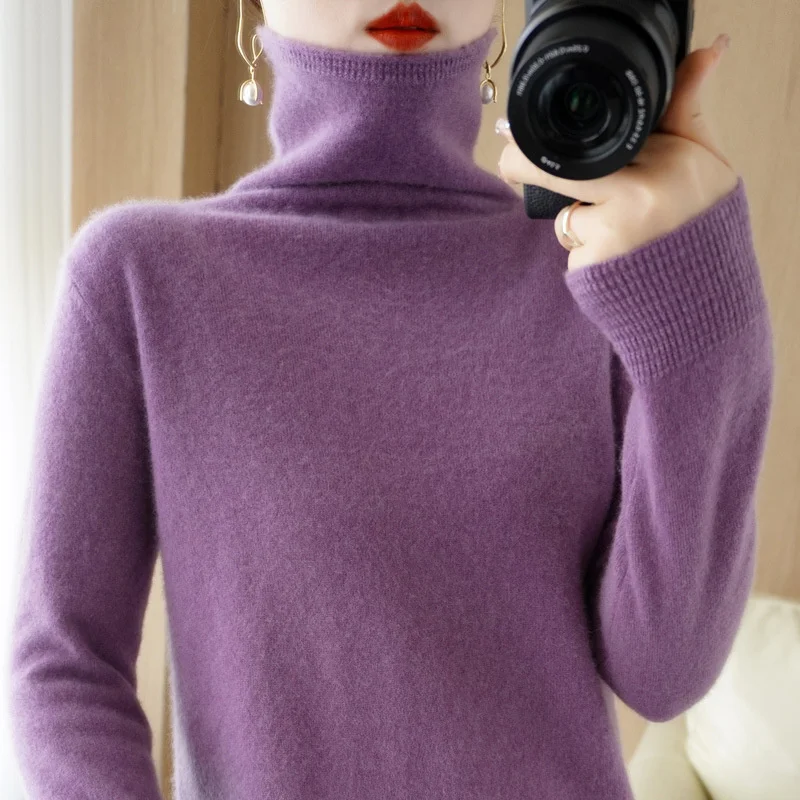 

Turtleneck Sweater Women Autumn Winter Elasticity Bottom Shirt Long-sleeve Knitted Pullover Lady Top All-match Cashmere Sweaters