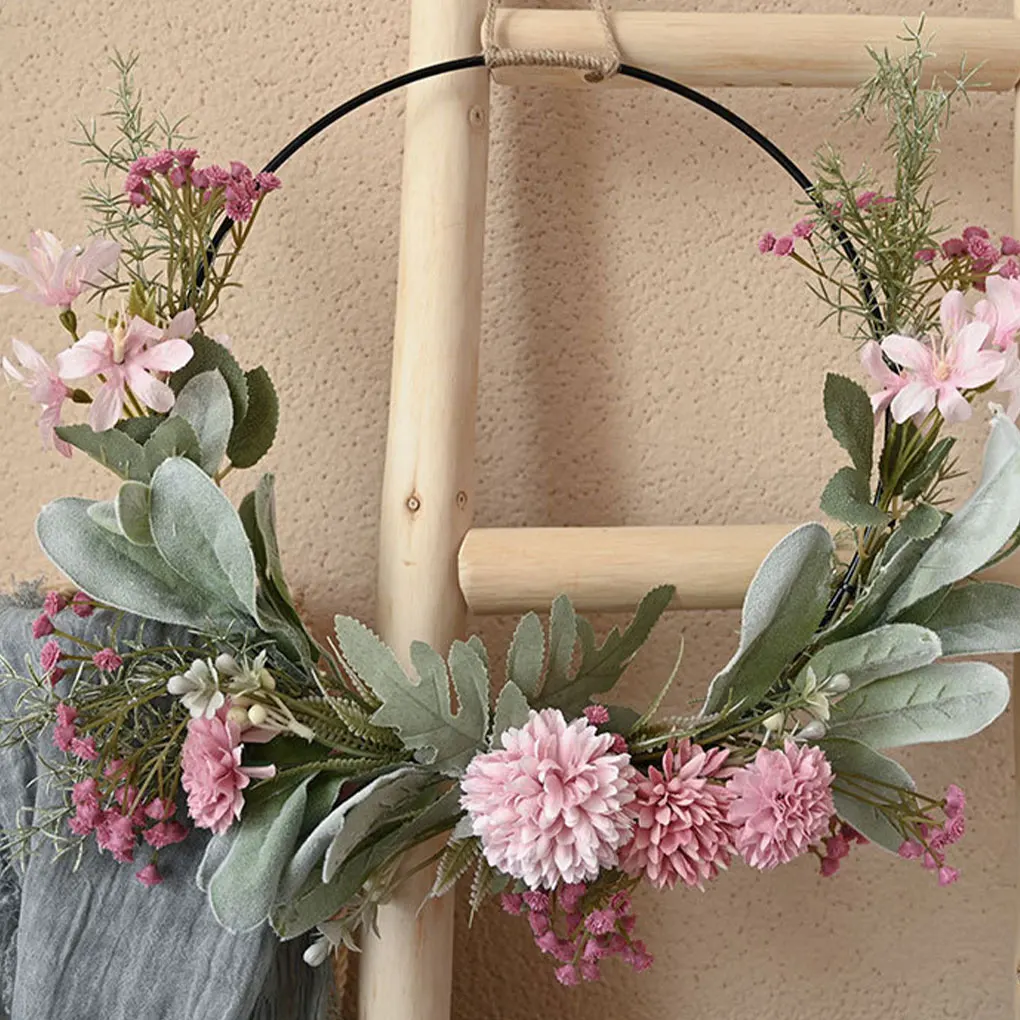 Corona de flores realista para decoración de casa de campo, vibrante y que no se marchita. Es brillante y duradero.