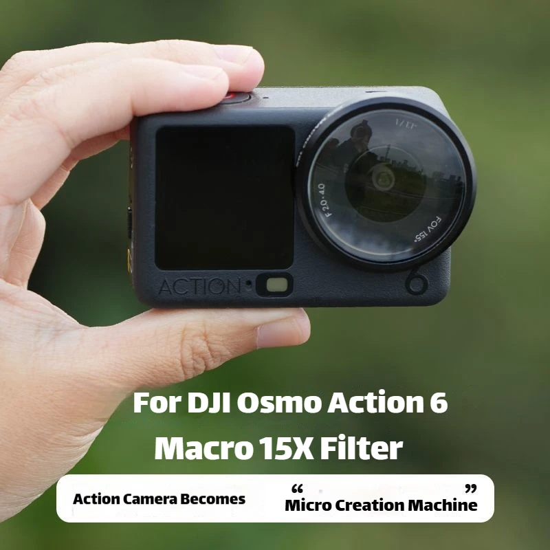 For DJI ACTION 6 JUNESTAR 15X Magnification HD Close Up Macro Filter Coating Optical Lens Filte for DJI ACTION 6 Accessories