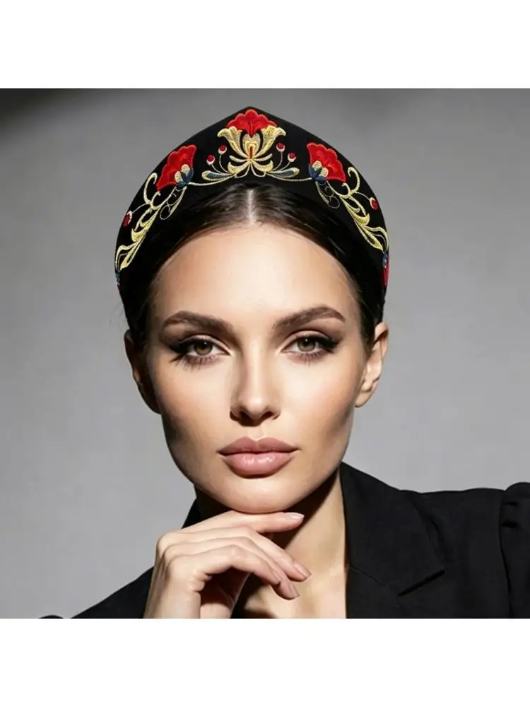 

A52E Stylish Embroidered Headband For Women Adjustable Hair Hoop Fit Most