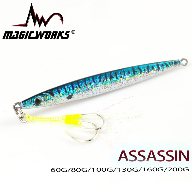 

MAGIC WORKS Fishing Lure Metal Jig 60g 80g 100g 130g 160g 200g Fishing Goods Carp Fishing Artificial Bait Fishing Tackle Pesca