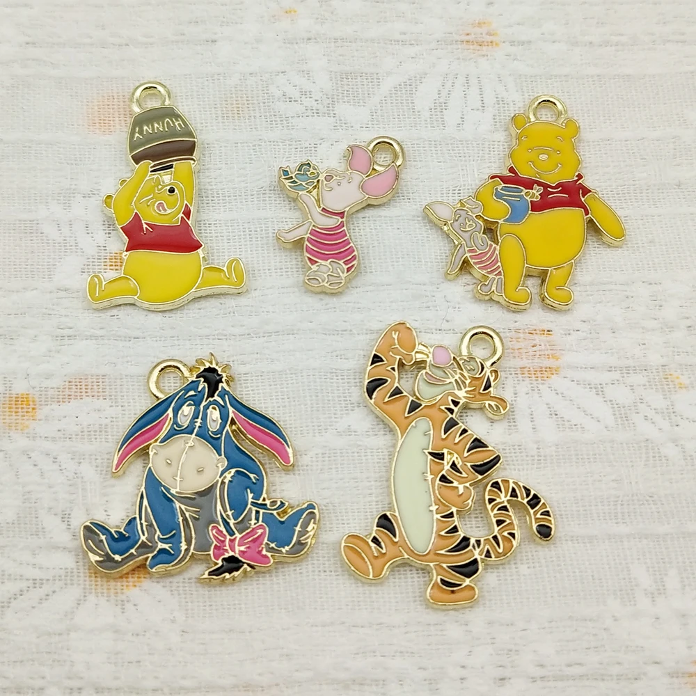 10pcs Anime Cartoon Charm for Jewelry Making Enamel Phone Keychain Earring Pendant Diy Accessories Alloy Metal Gold Plated