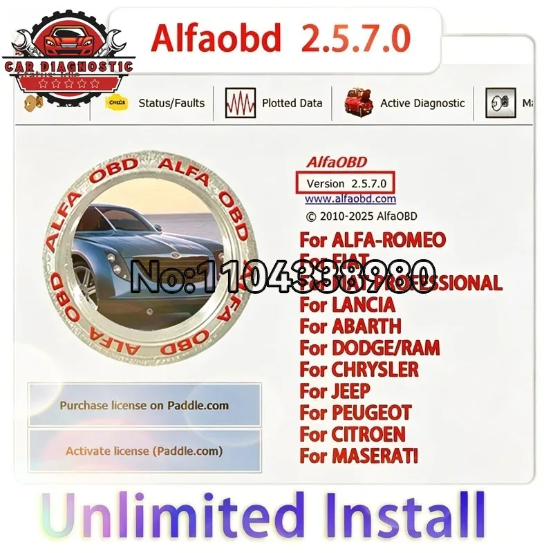 New AlfaOBD Car Diagnosis Automotive Tools Diagnostic ECU Coding Key Programming Tool auto repair mechanic For fiat/jeep elm327
