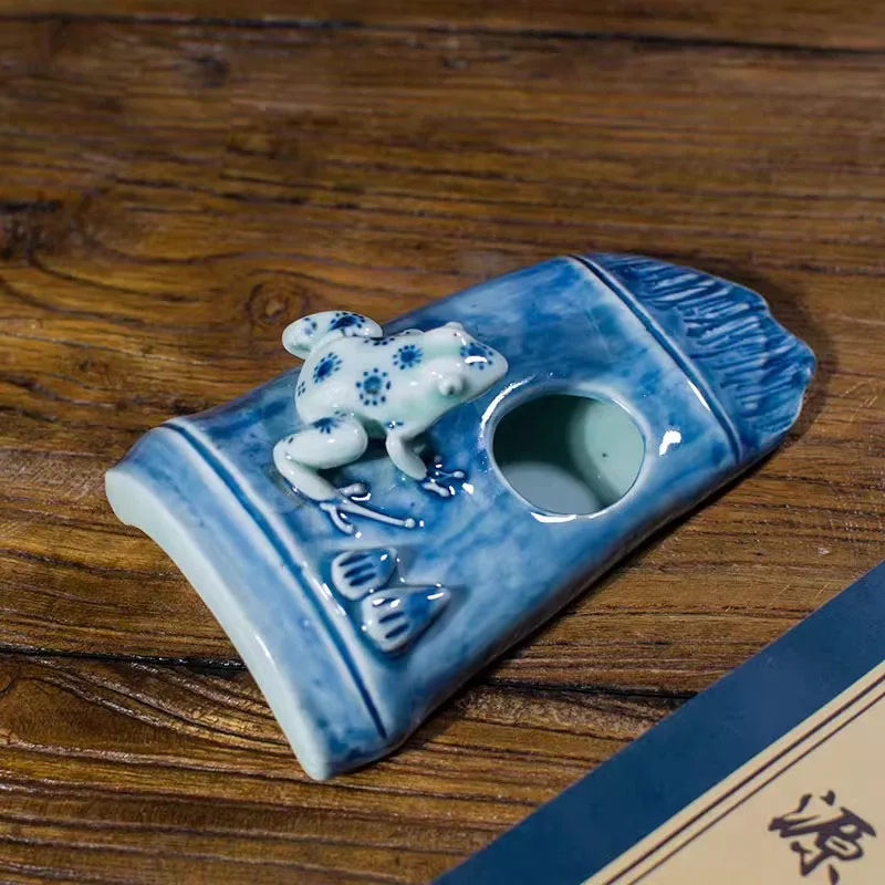 

Chinese Ceramic Paperweight Multi-Functional Calligraphy Tools with Ink Dish, Antique Scholar's Desk Essential, Creative Gift