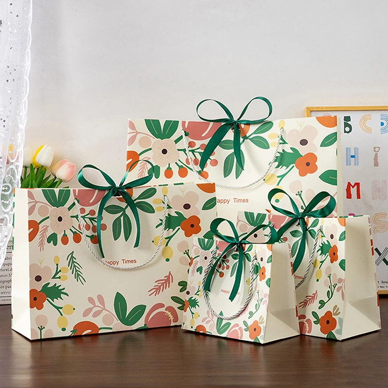 1pcsGift Bags Mother's Day Gift Wrapping BagsCartoon Tote Bags Birthday Paper Bags Bow Gift Packaging Bag image 2