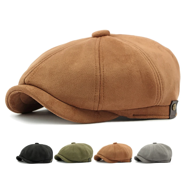 

Mistdawn Corduroy Octagonal Hats Beret Hat for Women Men Vintage Painter Cap Adjustable Unisex Winter Autumn Beret Newsboy Cap