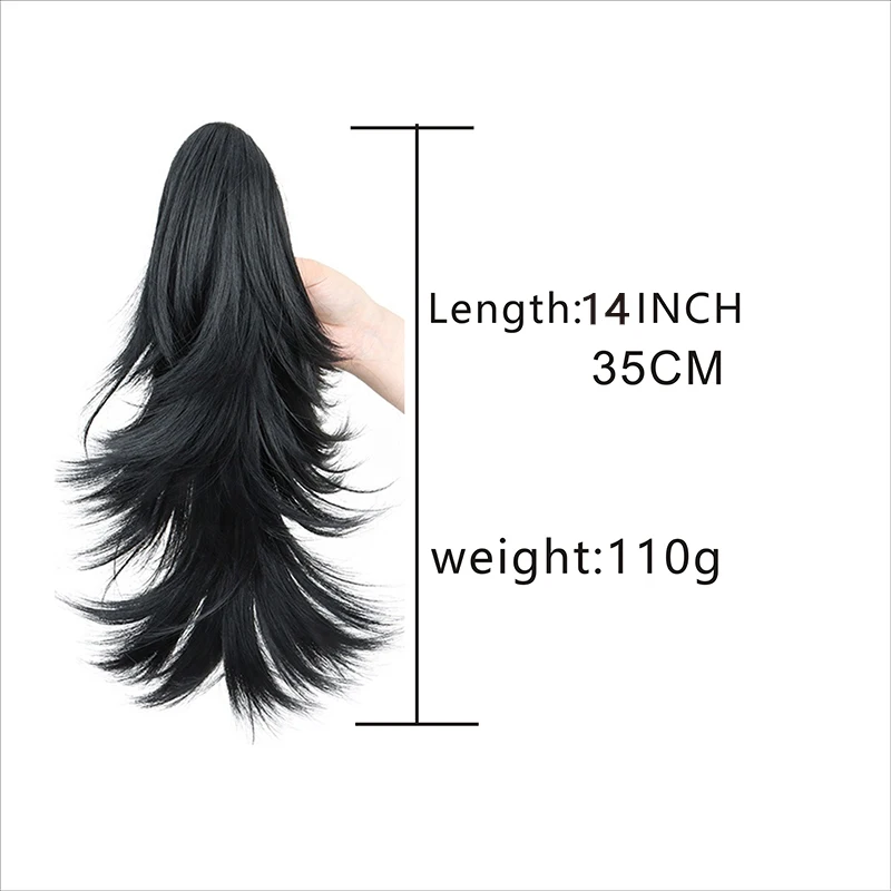 14Inch Synthetic Short Hair Layered Ponytail  Extension Claw Clip in Hair Red Blonde Black Hairpiece for Women