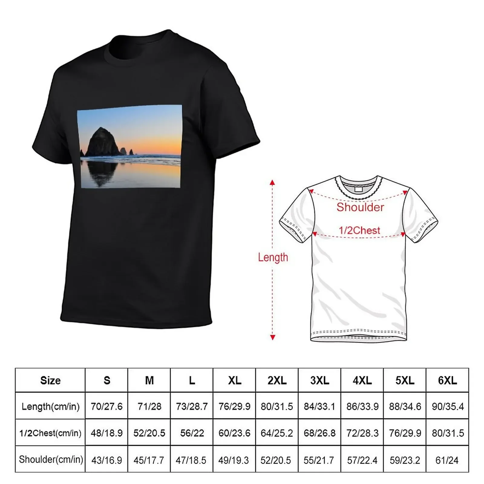 Haystack Rock on Cannon Beach T-Shirt anime new edition mens t shirts casual stylish