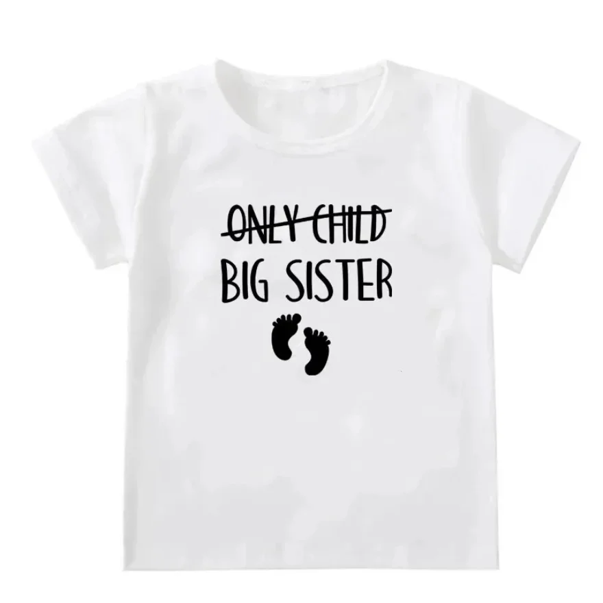 Family Only Child Big Brother Sister To Be Pregnancy Announcement T Shirt Kids Short Sleeve Children Boy Cotton Casual Tees Tops