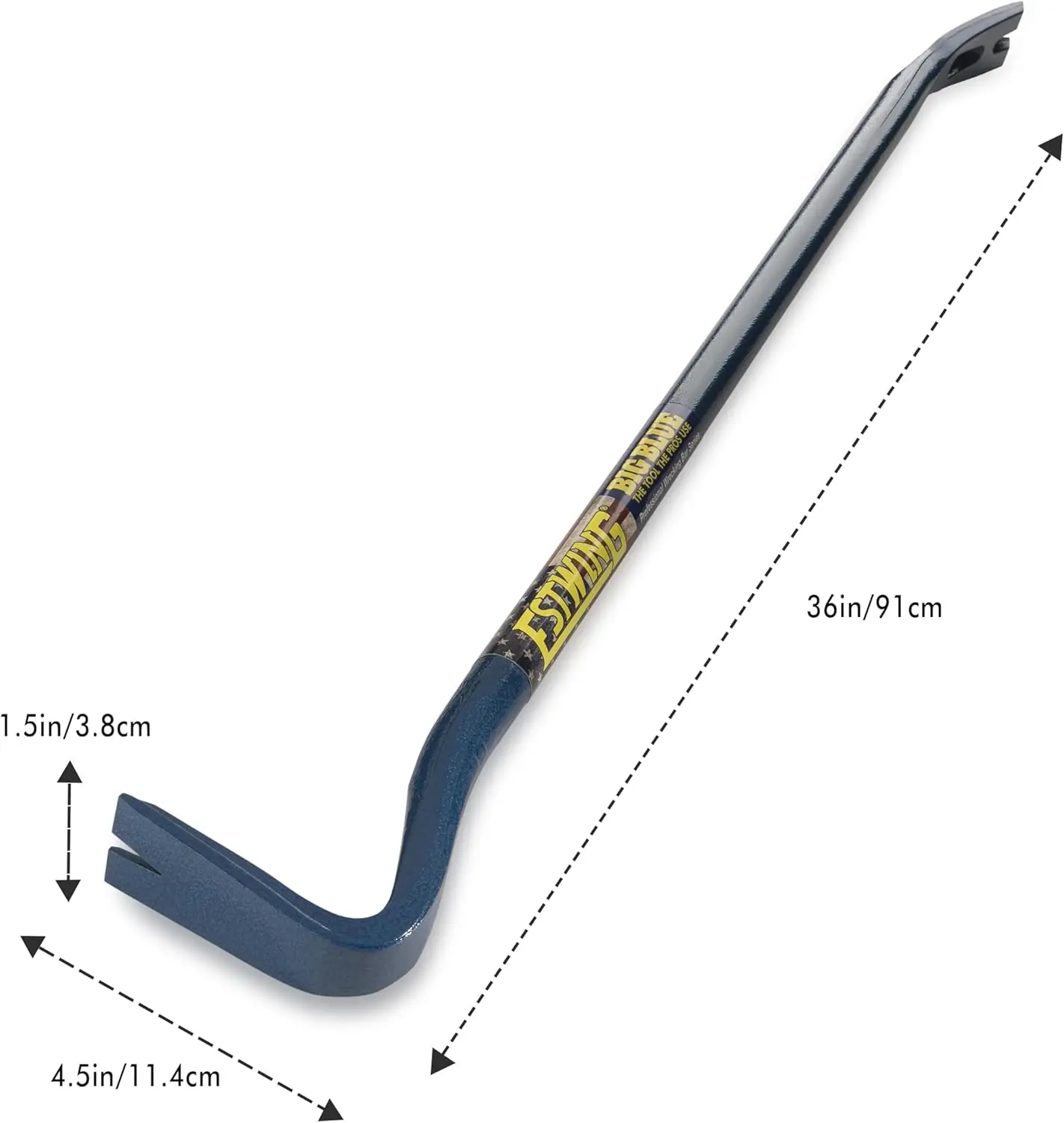 Gooseneck Wrecking Bar PRO - 36" Pry Bar with Angled Chisel End & Forged Steel Construction - EWB-36PS