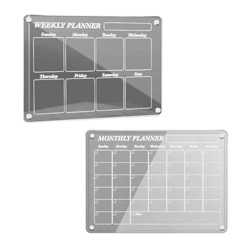 

1Set Magnetic Acrylic Calendar For Fridge Clear Fridge Calendar Dry Erase Magnetic Planning Boards Set Pen Reusable