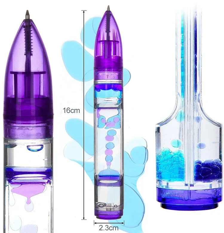 Creative Colorful Oil Drop Pen Oil Drop Decompression Boring Liquid Hourglass Decoration Birthday and Christmas Gift