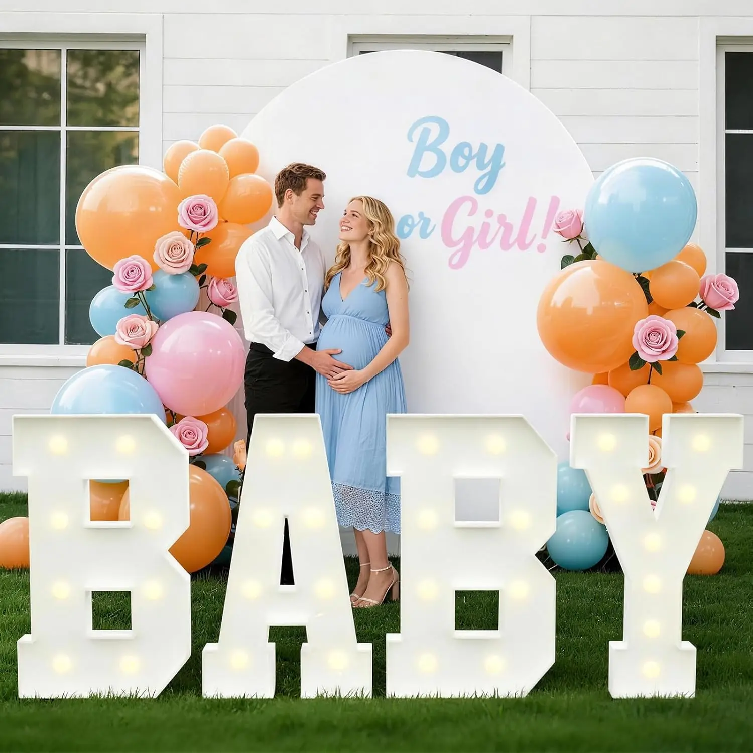 3FT Baby Marquee Letters for Baby Shower for Girl Boy, Large Light Up Sign for Backdrop, Gender Reveal Party Decorations Supplie