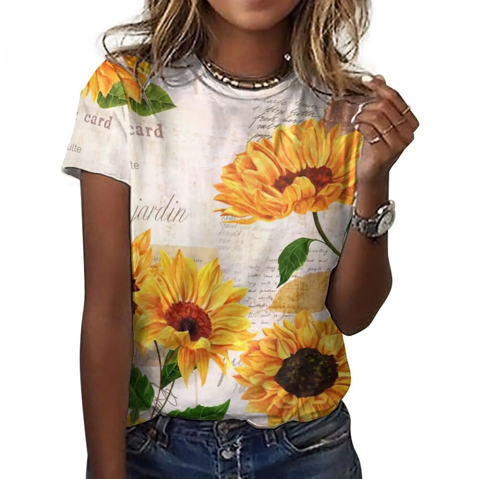 Fashion New Sunflower Floral 3D Print T-Shirts Women Streetwear Oversized Casual Short Sleeve T Shirt Harajuku Tops Tees Clothes