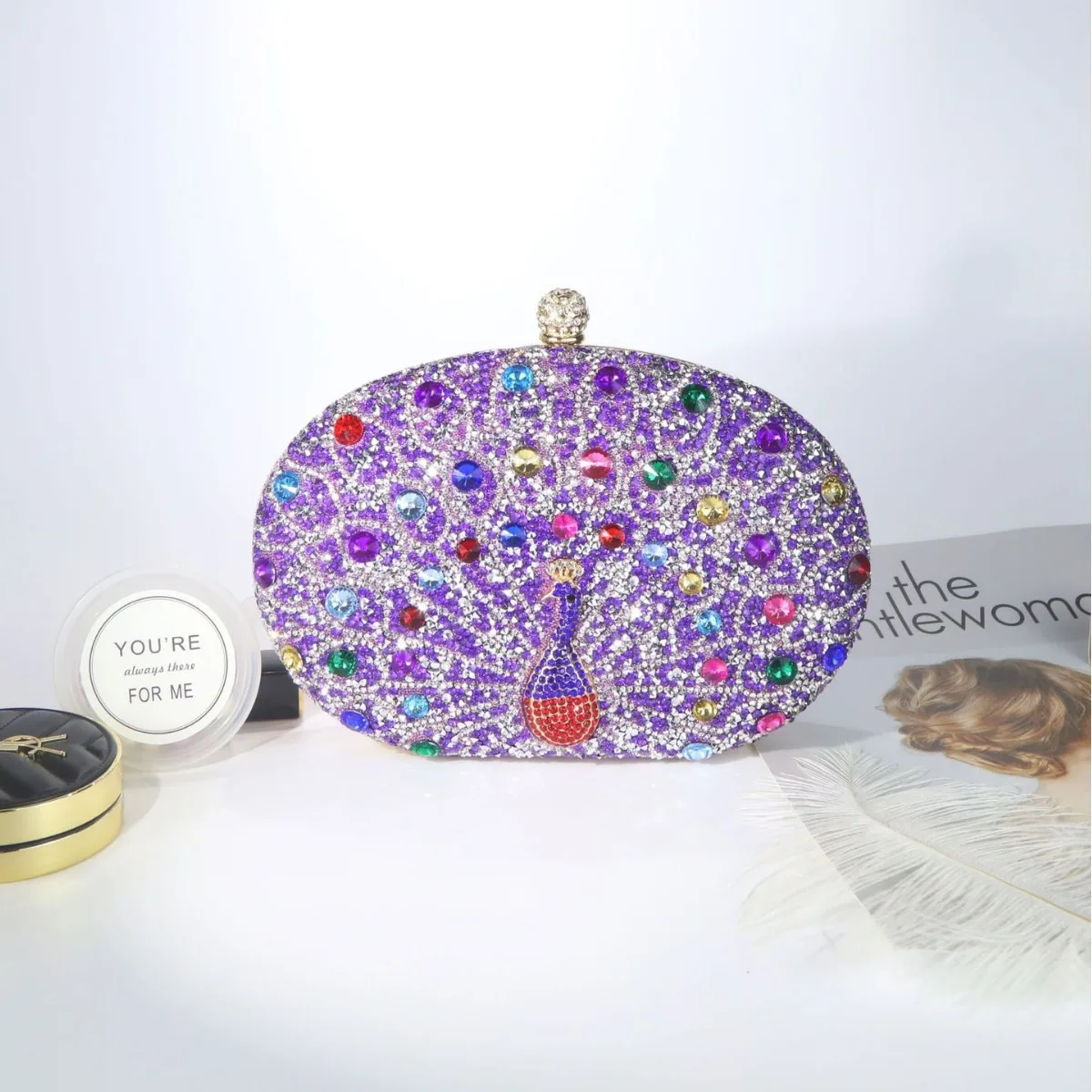 Trendy Peacock Diamond Dinner Bag Retro Exotic Crossbody Dress Luxury Shiny Rhinestone Spring Versatile Bag Billeteras De Mujer - view 3