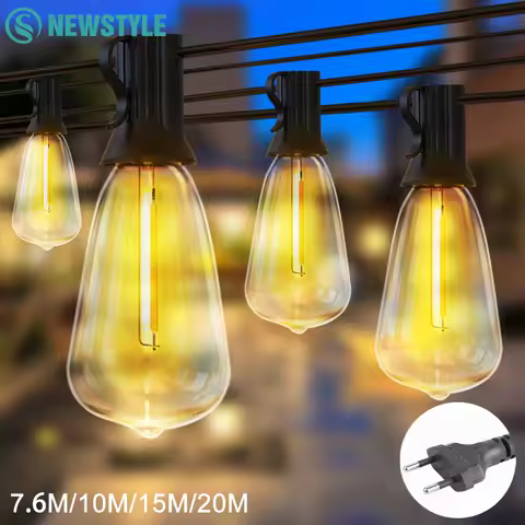 Outdoor String Lights Waterproof Outside Patio Lights Dimmable ST38 Shatterproof Hanging Light For Bistro Porch Deck Backyard